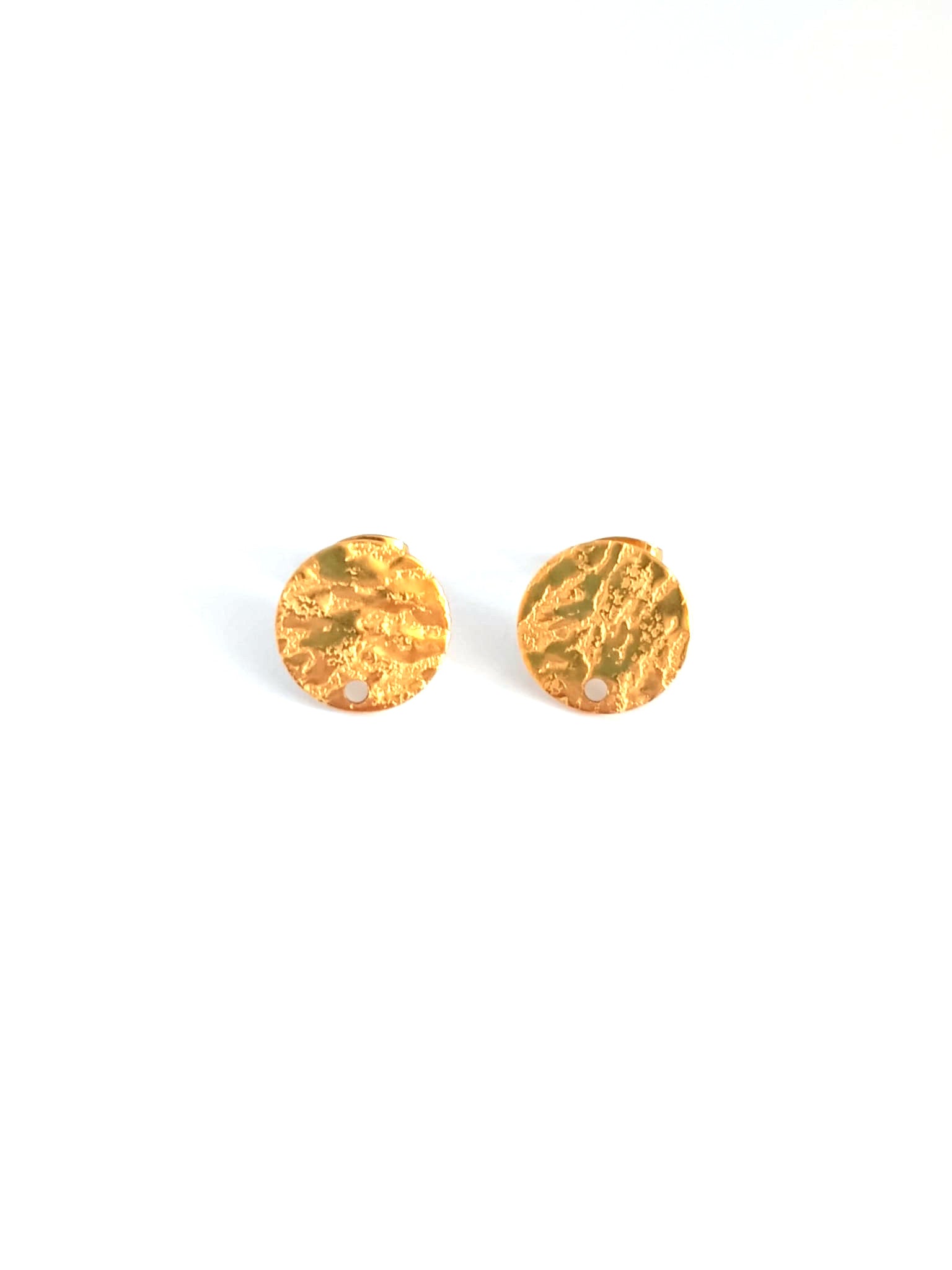Clous d'oreilles ronds effet texturé acier inox 304 - 12 mm x1 paire