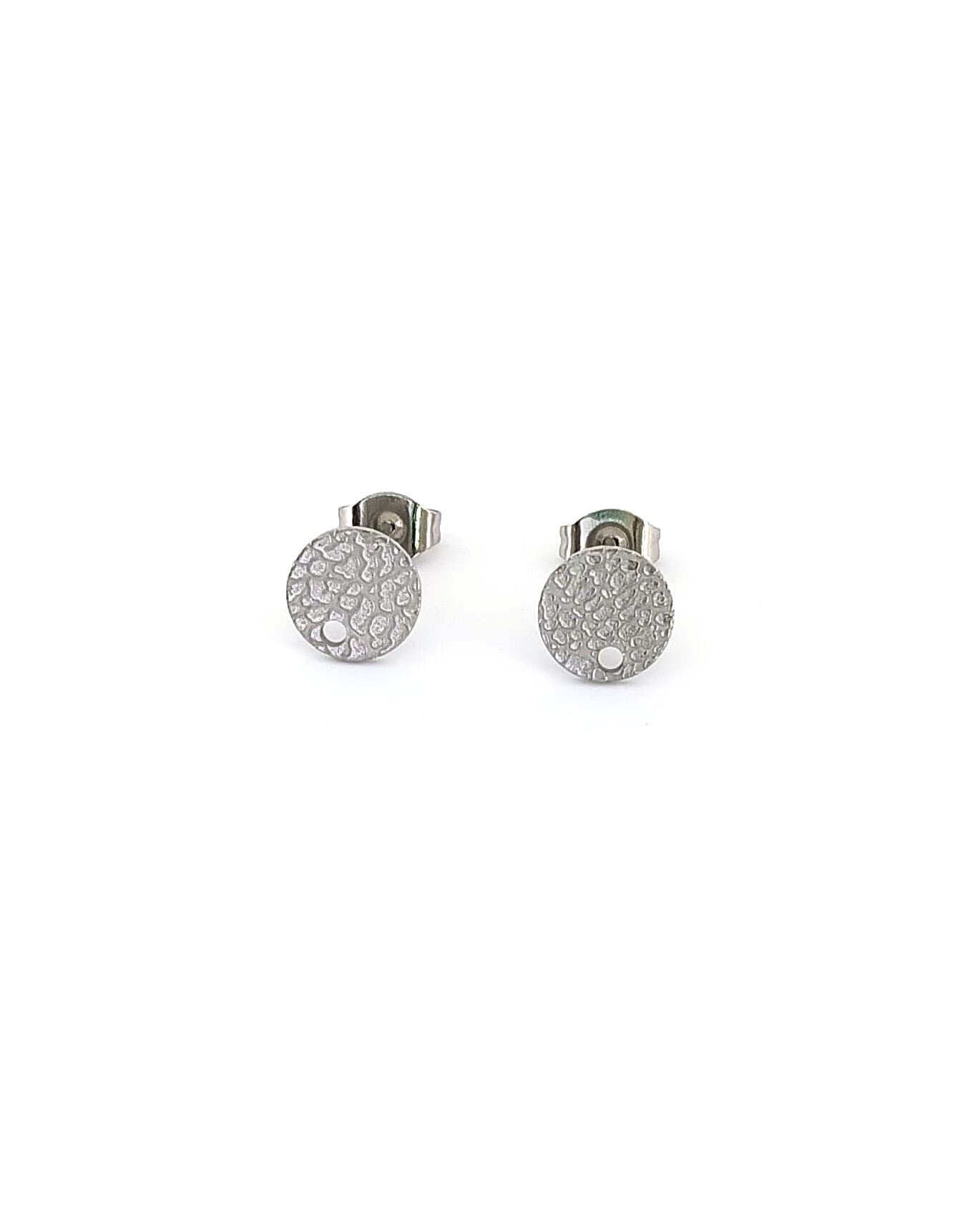 Clous d'oreilles ronds effet texturé acier inox 304 - 8 mm x1 paire