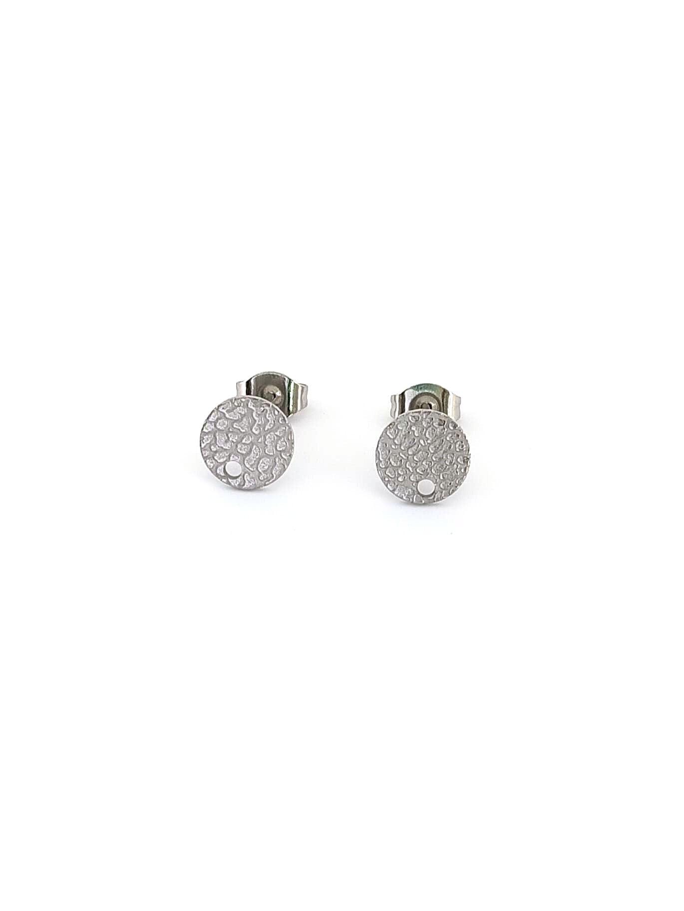 Clous d'oreilles ronds effet texturé acier inox 304 - 8 mm x1 paire