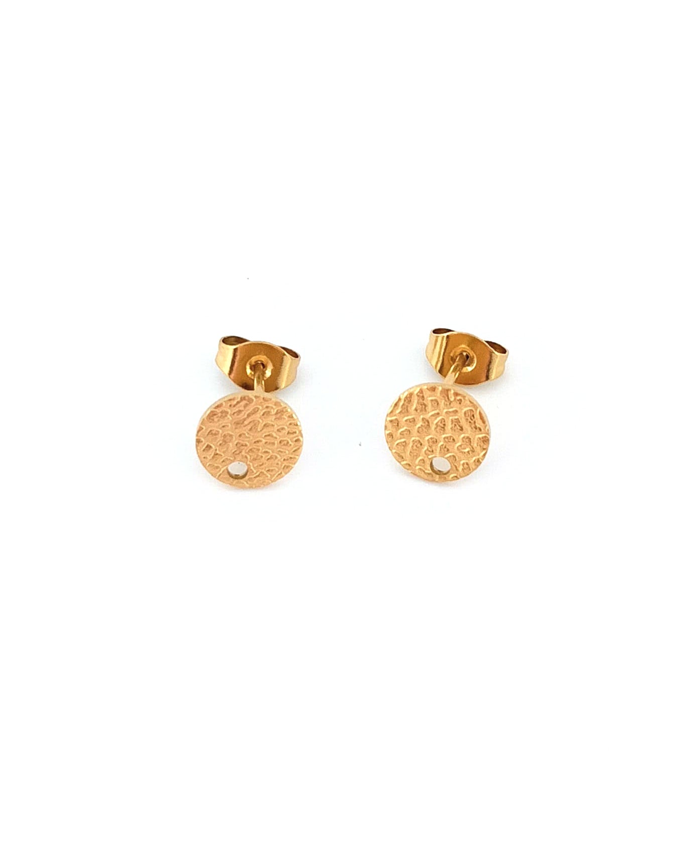 Clous d'oreilles ronds effet texturé acier inox 304 - 8 mm x1 paire
