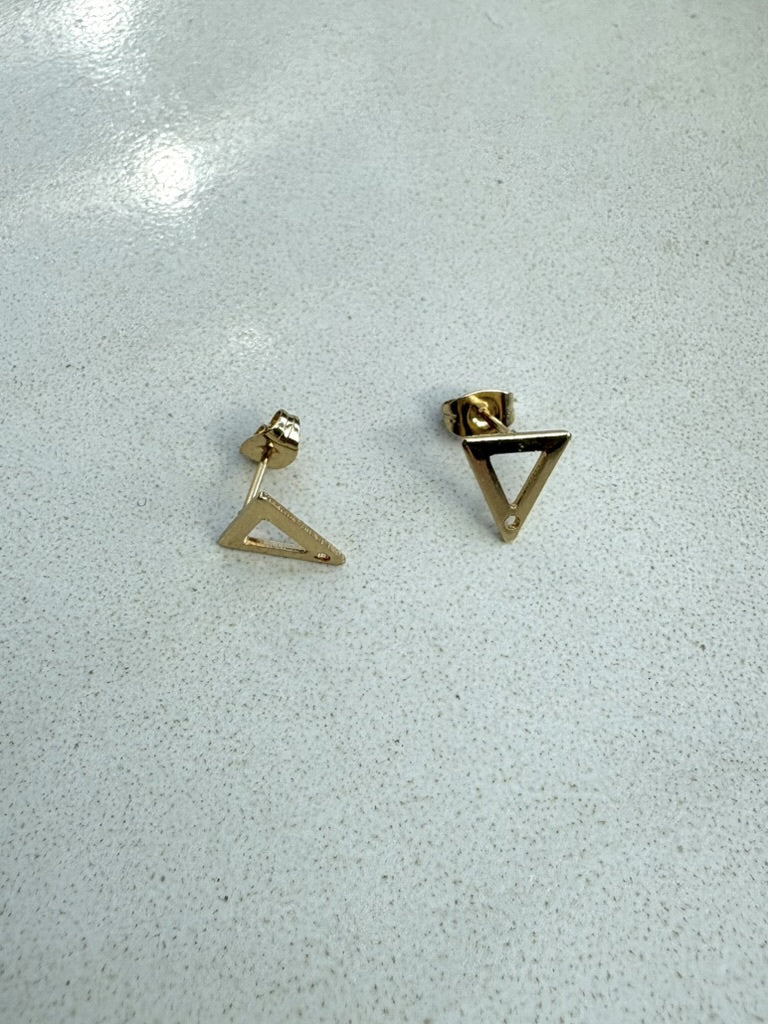 Perlesetcreationbijoux - Clous d'oreilles triangle acier inoxydable doré 