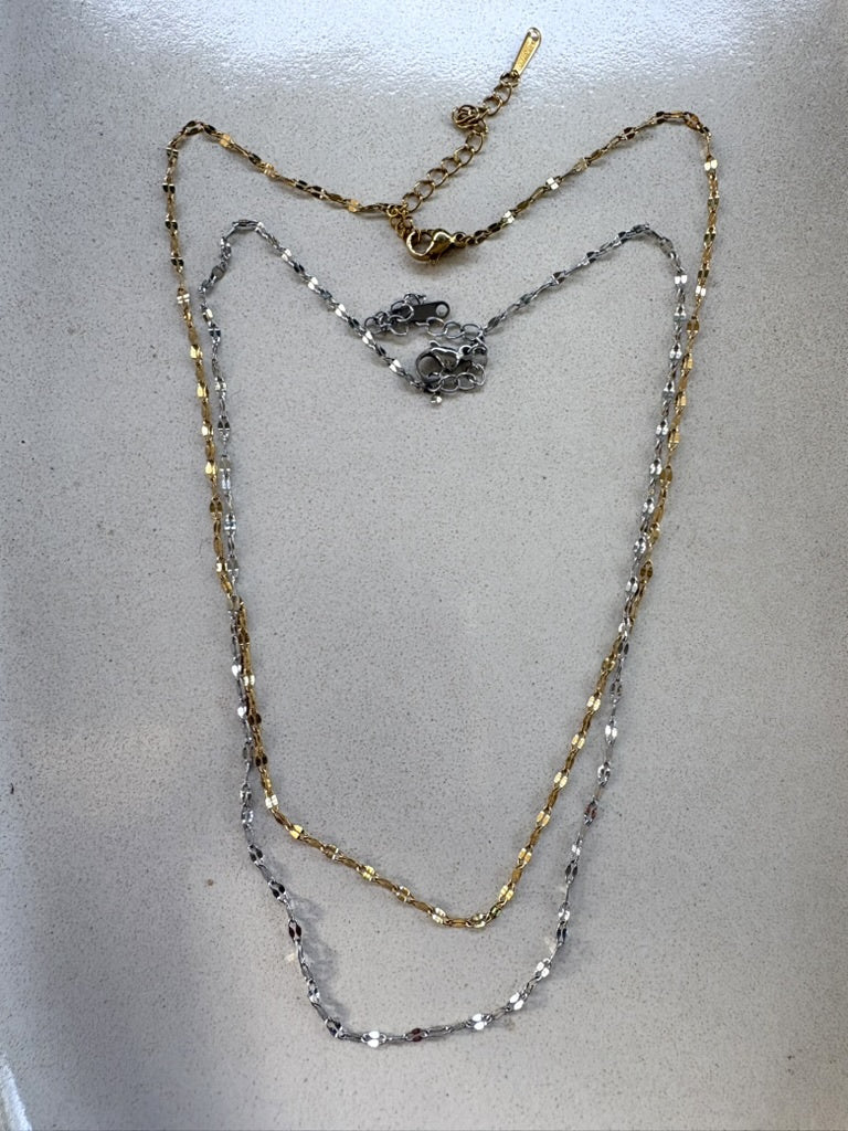 perlesetcreationbijoux - collier maille fantaisie en acier inoxydable doré PVD et argenté de 39 cm