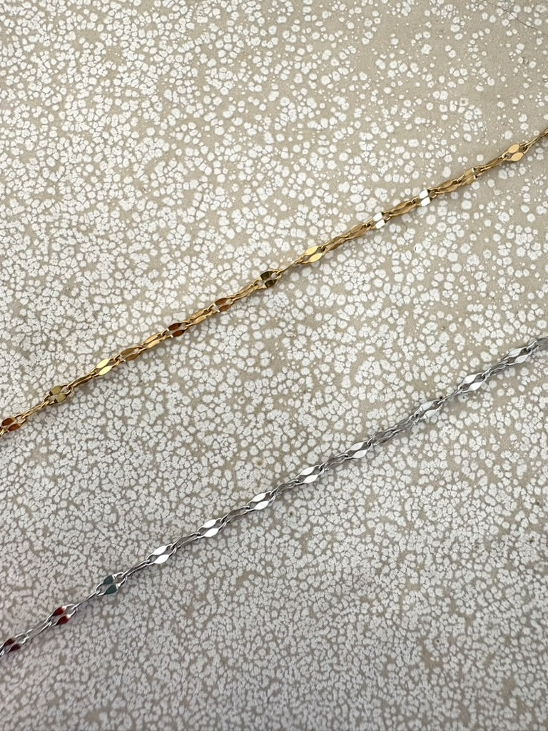 perlesetcreationbijoux - collier maille fantaisie en acier inoxydable doré PVD et argenté de 39 cm