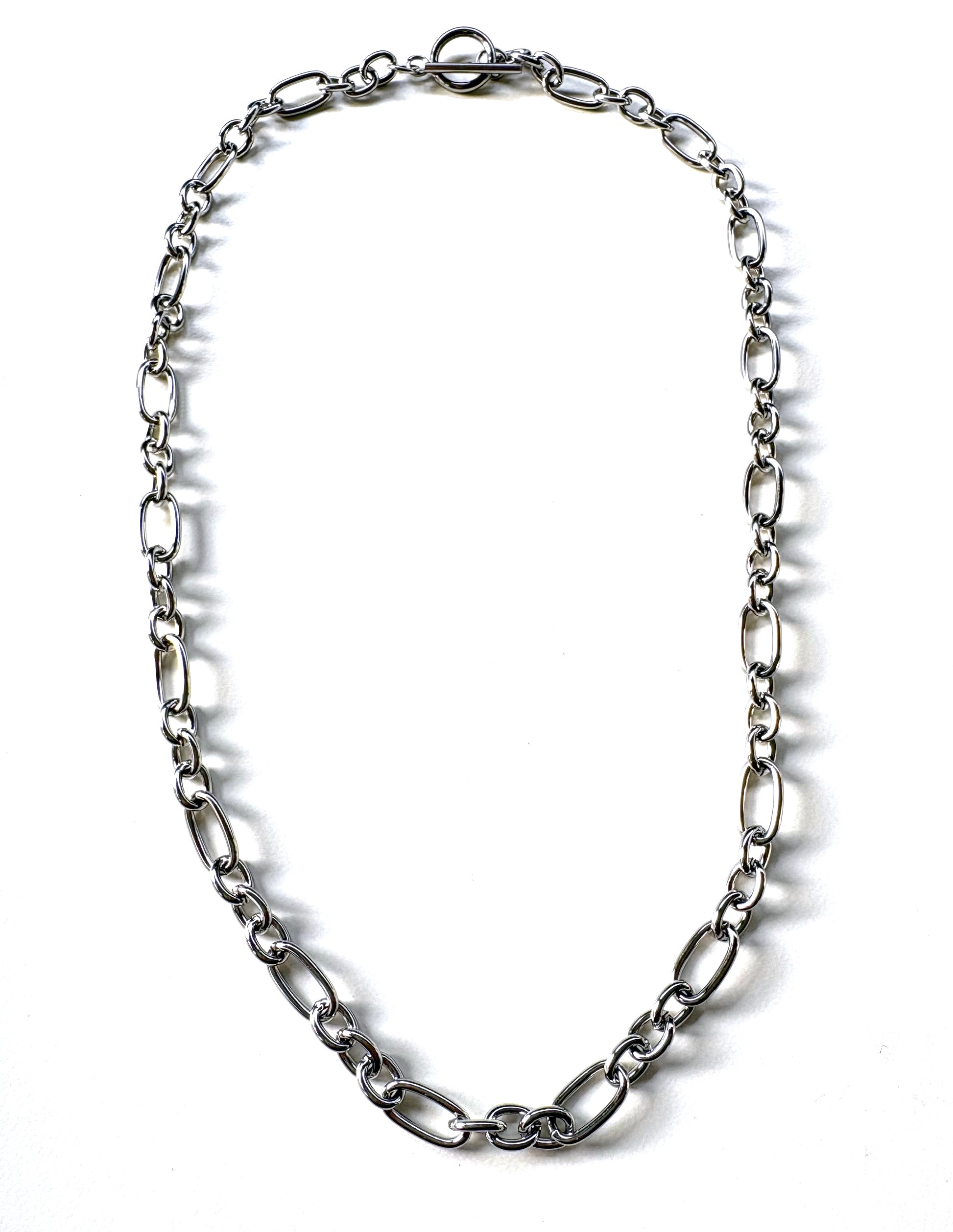 perlesetcreationbijoux - collier maille figaro acier inoxydable argenté 52 cm