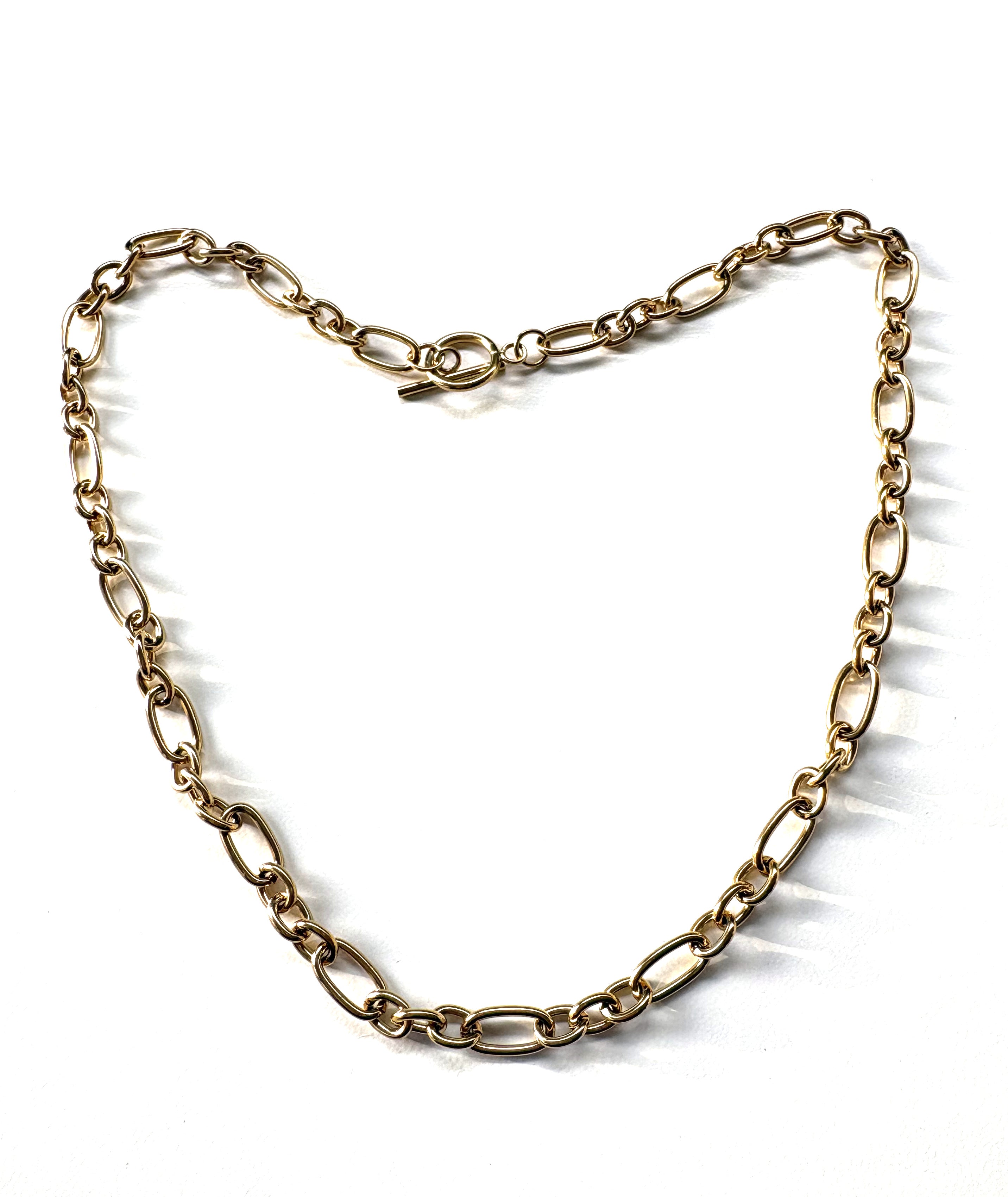 perlesetcreationbijoux - collier maille figaro acier inoxydable doré 52 cm