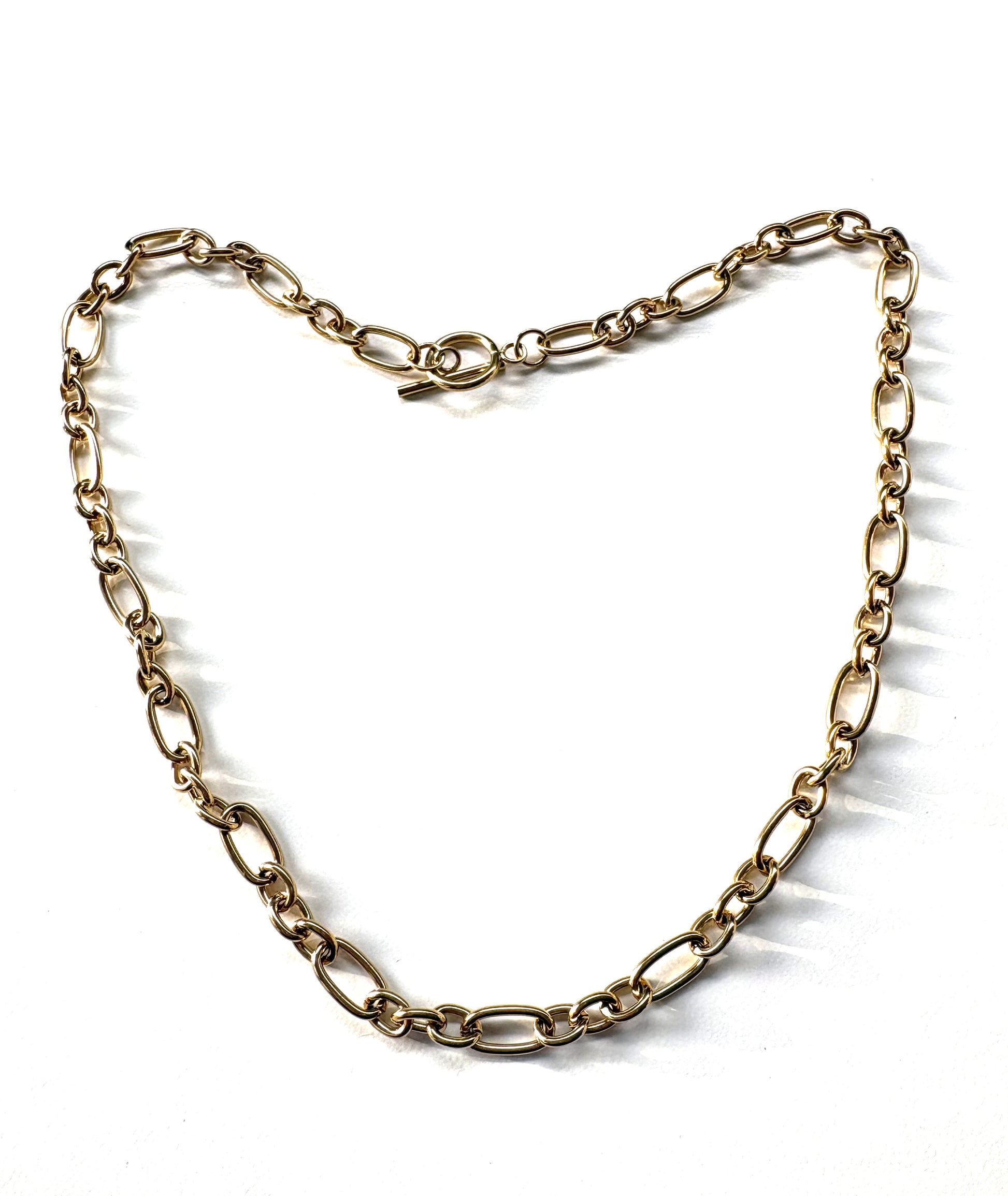 perlesetcreationbijoux - collier maille figaro acier inoxydable doré 52 cm