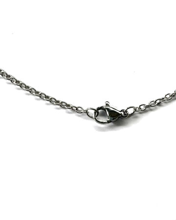 perlesetcreationbijoux - zoom maille et fermoir, collier maille ovale acier inoxydable argenté 45 cm 