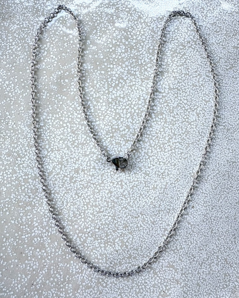 perlesetcreationbijoux - collier maille ovale en acier inoxydable argenté de 45 cm