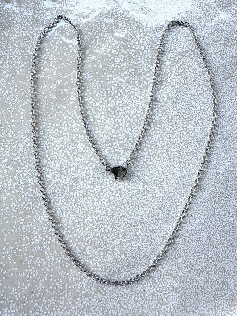 perlesetcreationbijoux - collier maille ovale en acier inoxydable argenté de 45 cm