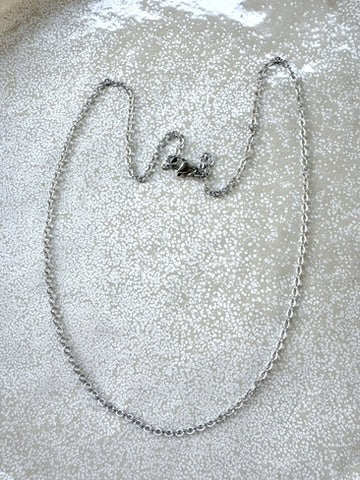 perlesetcreationbijoux - collier malle ovale en acier inoxydable 304 argenté de 50 cm
