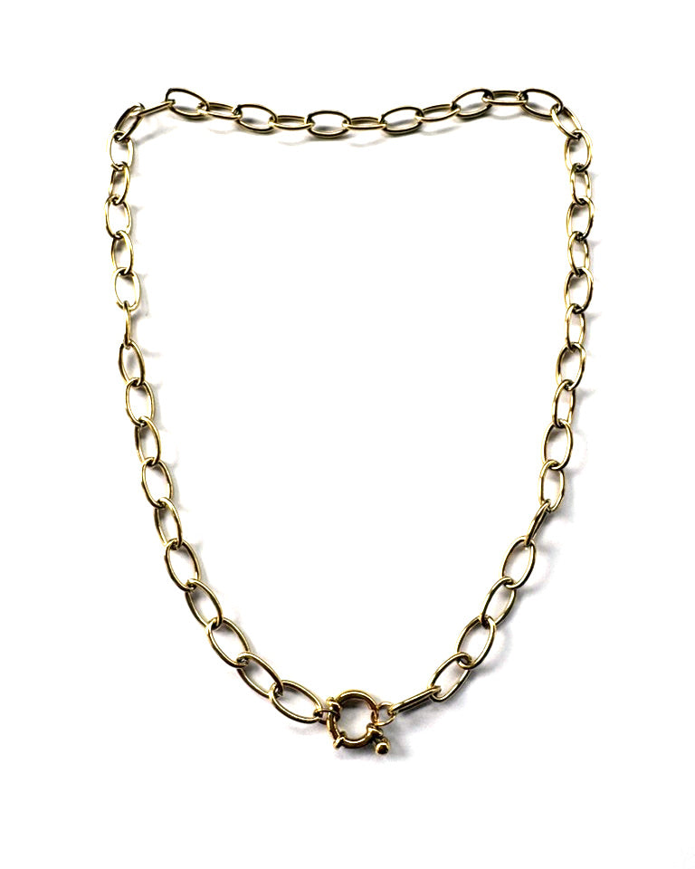 perlesetcreationbijoux - collier maille ovale en acier inoxydable doré de 41 cm