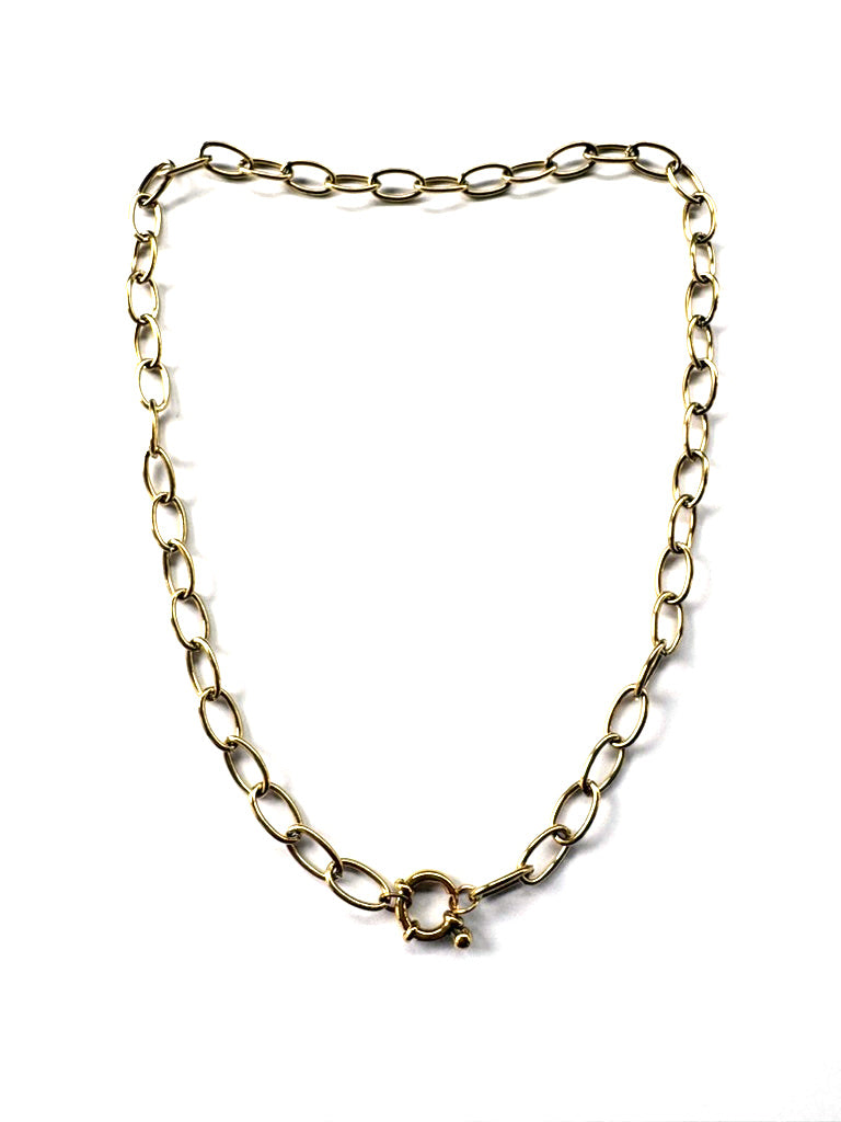 perlesetcreationbijoux - collier maille ovale en acier inoxydable doré de 41 cm