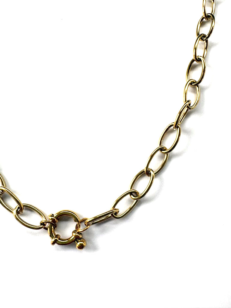 perlesetcreationbijoux - collier maille ovale en acier inoxydable doré de 41 cm