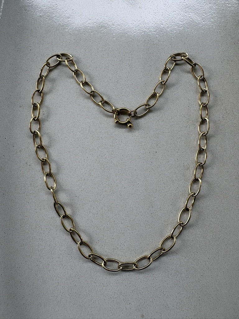 perlesetcreationbijoux - collier maille ovale en acier inoxydable doré de 41 cm