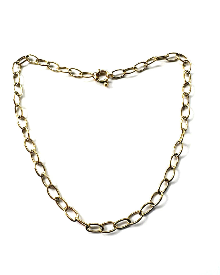 perlesetcreationbijoux - collier maille ovale en acier inoxydable doré de 41 cm