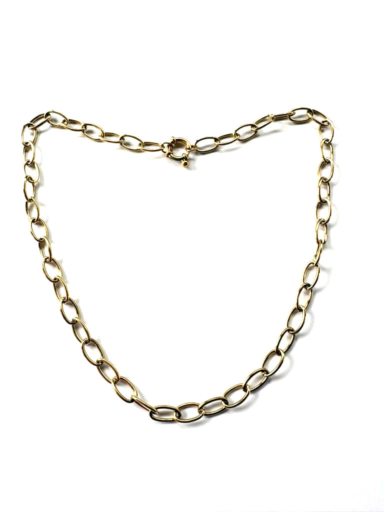 perlesetcreationbijoux - collier maille ovale en acier inoxydable doré de 41 cm
