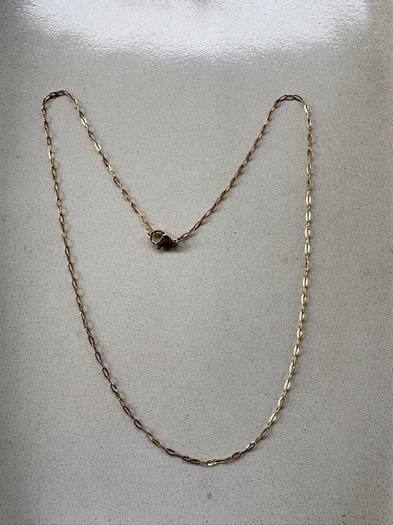 perlesetcreationbijoux - collier maille rectangle en acier inoxydable doré de 45 cm