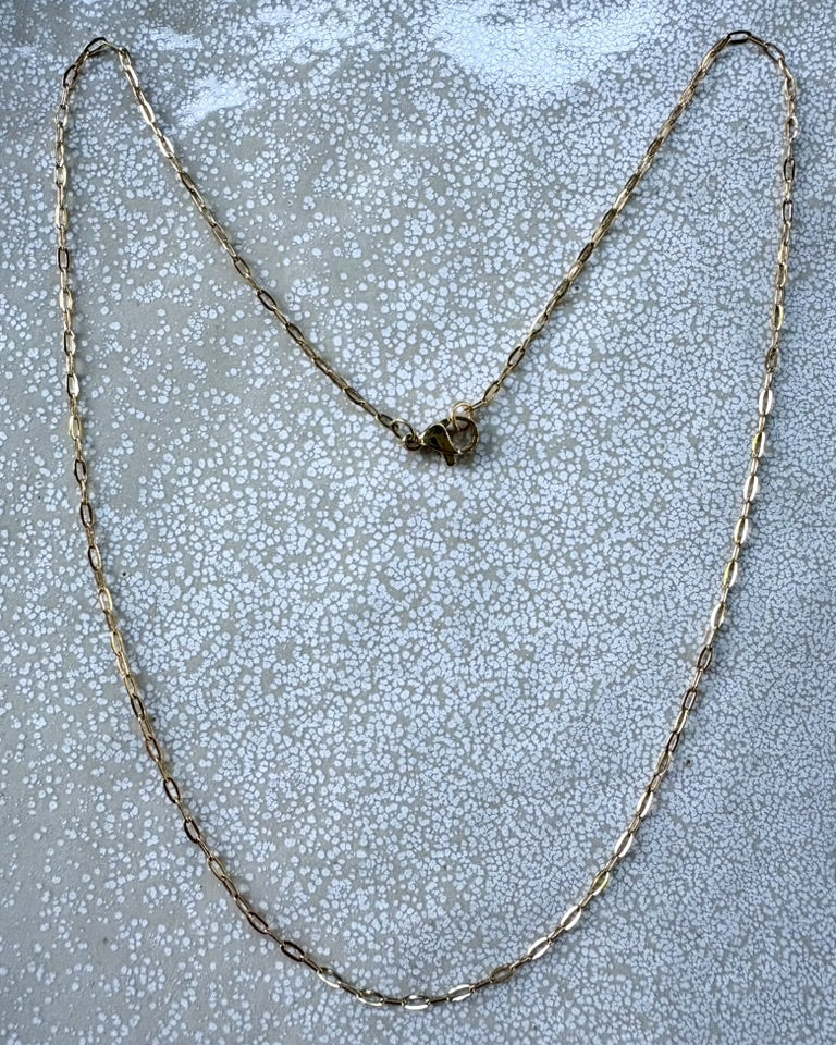 perlesetcreationbijoux - collier maille rectangle en acier inoxydable doré de 45 cm