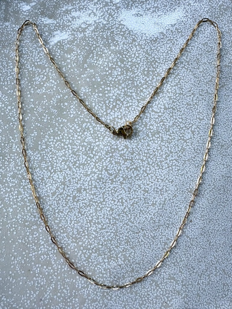 perlesetcreationbijoux - collier maille rectangle en acier inoxydable doré de 45 cm