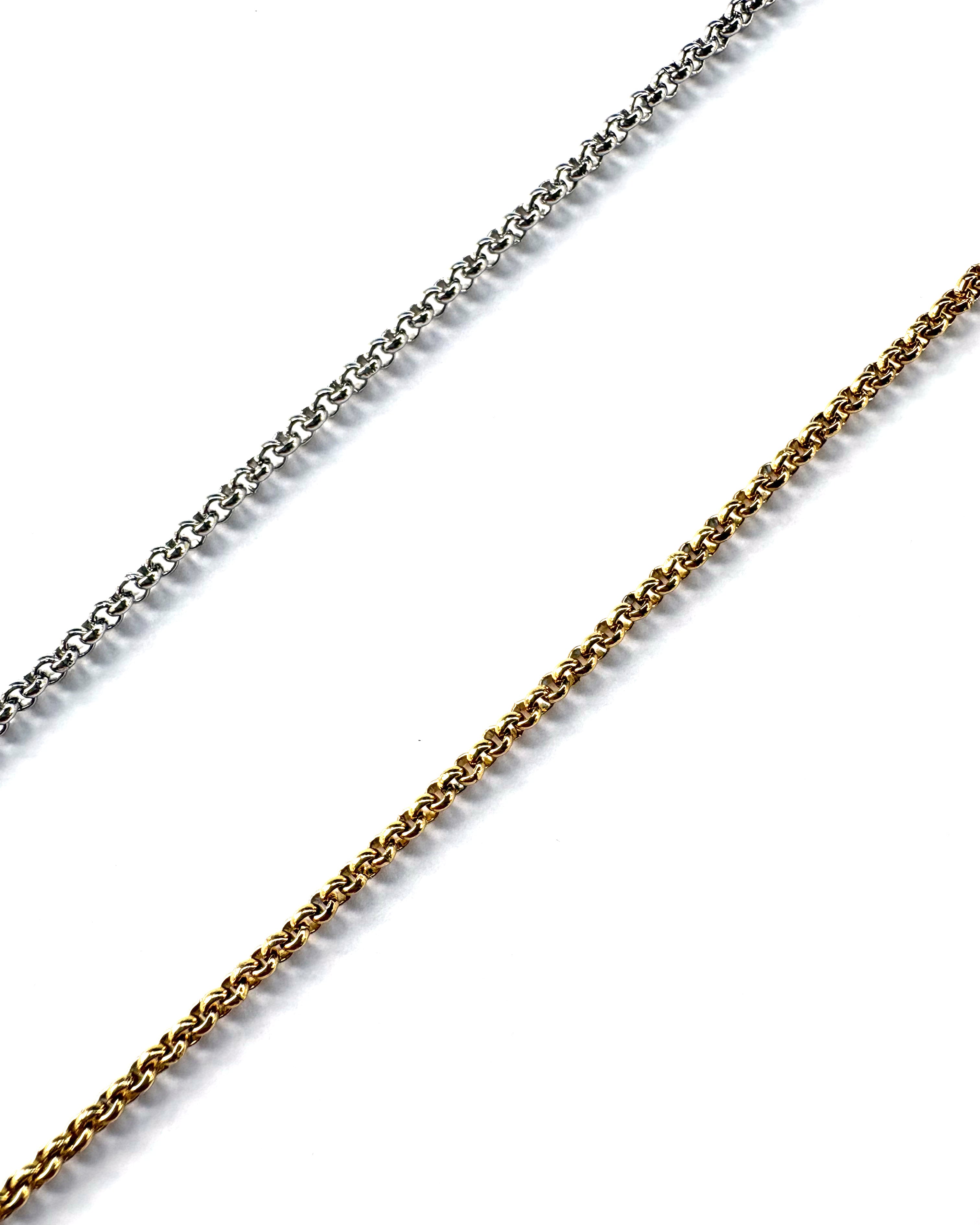 perlesetcreationbijoux - zoom maille colliers maille ronde en acier inoxydable argenté et doré de 45 cm