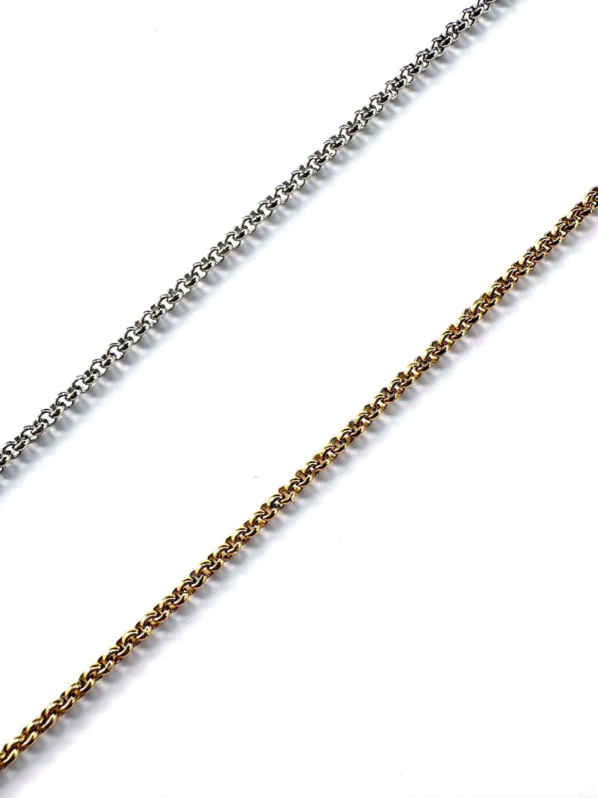 perlesetcreationbijoux - zoom maille colliers maille ronde en acier inoxydable argenté et doré de 45 cm