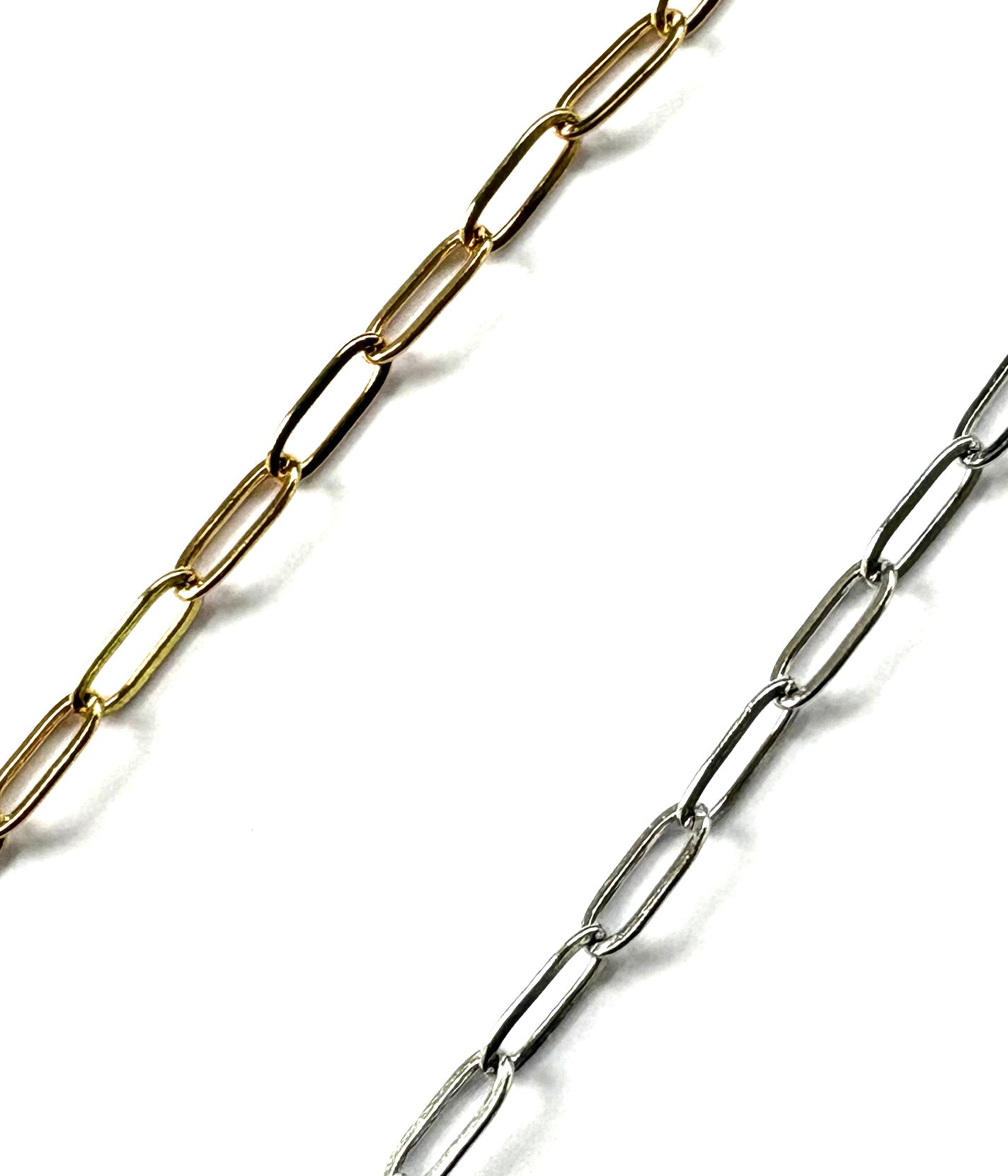 perlesetcreationbijoux - zoom maille colliers maille trombone en acier inoxydable argenté et doré de 41 cm