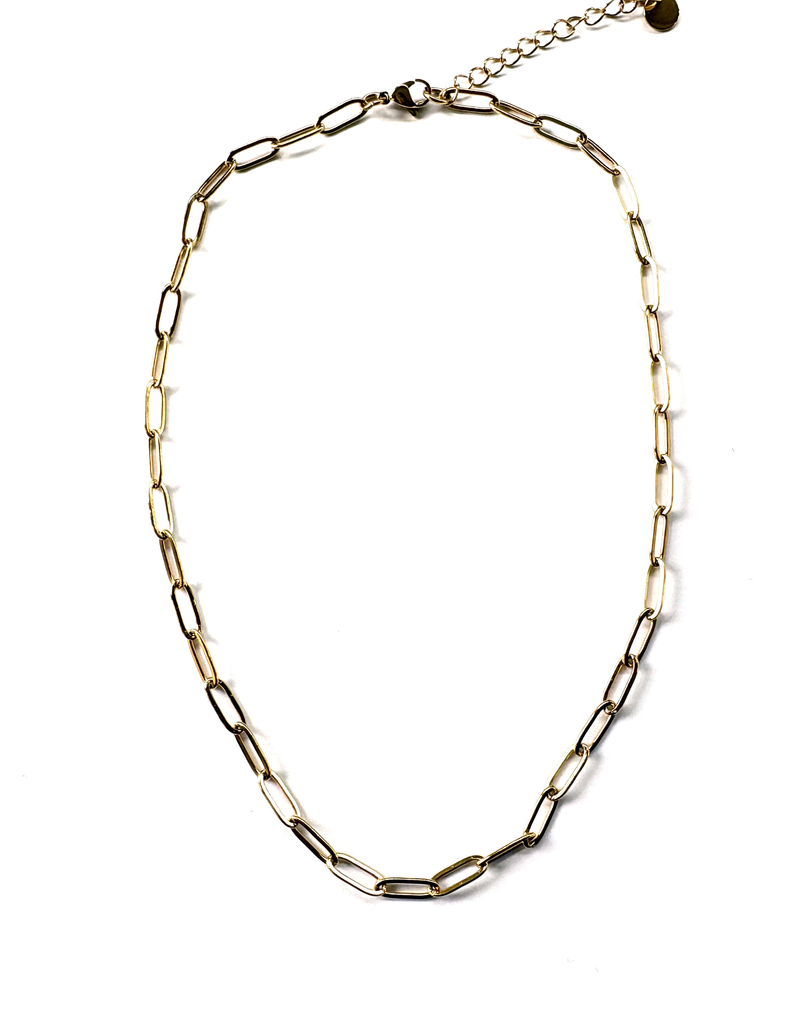 perlesetcreationbijoux - collier maille trombone en acier inoxydable doré de 41 cm
