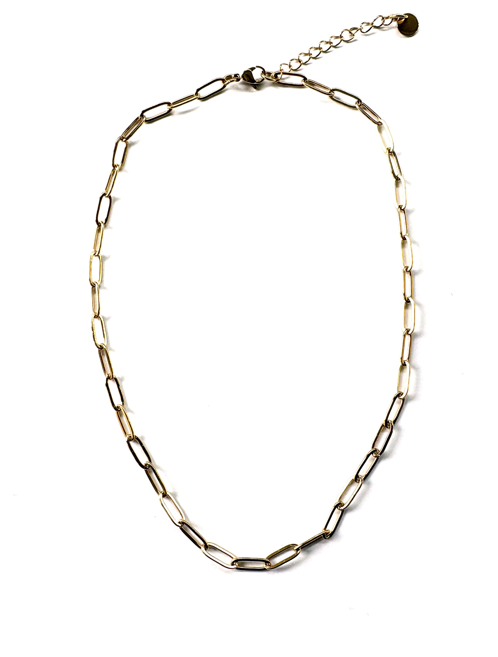 perlesetcreationbijoux - collier maille trombone en acier inoxydable doré de 41 cm