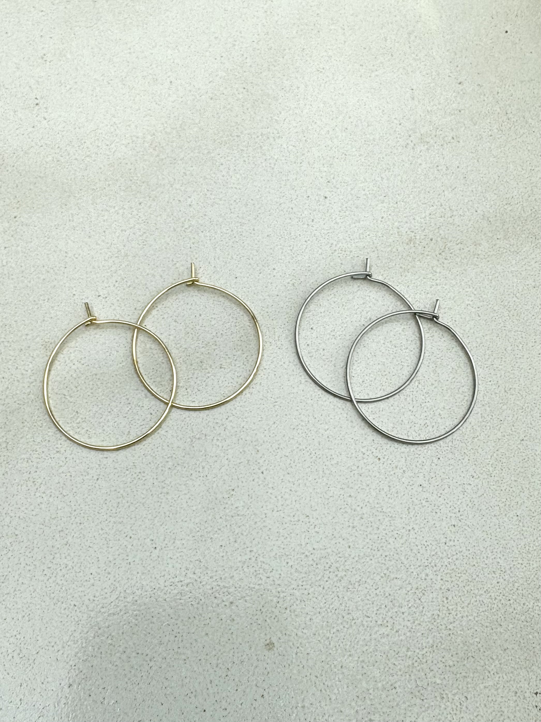 perlesetcreationbijoux - creoles fines à décorer cier inoxydable 316 argenté et doré 25 mm
