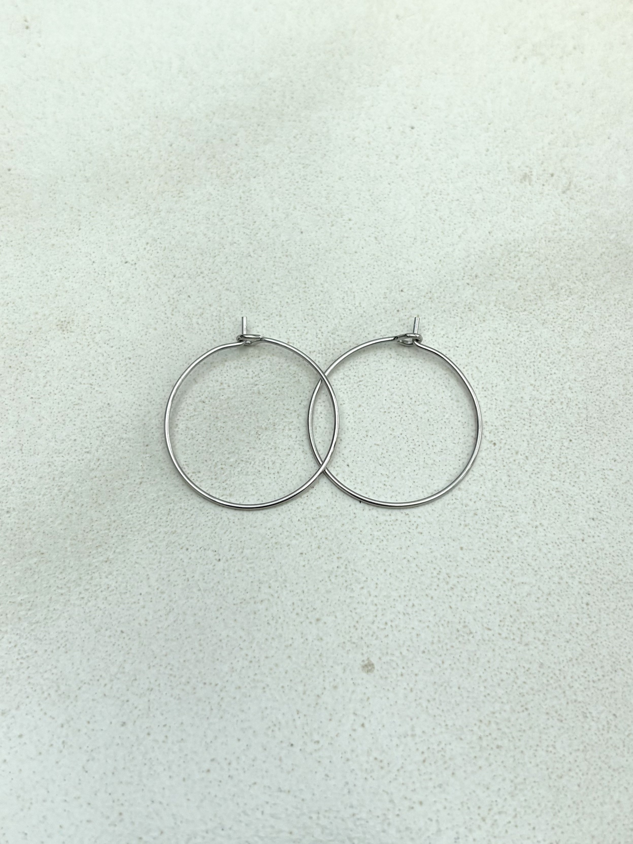 perlesetcreationbijoux - creoles fines à décorer en acier inoxydable 316L rgenté 25 mm