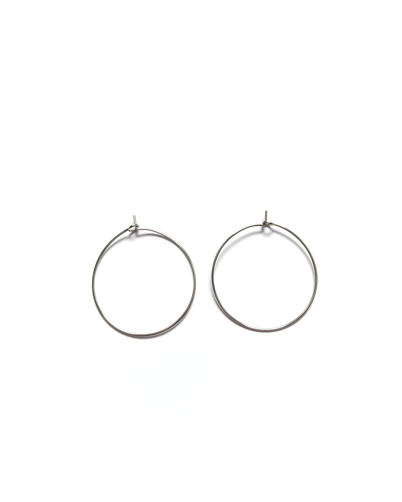 perlesetcreationbijoux - créoles fines à décore en acier inoxydable 316L argenté de 30 mm