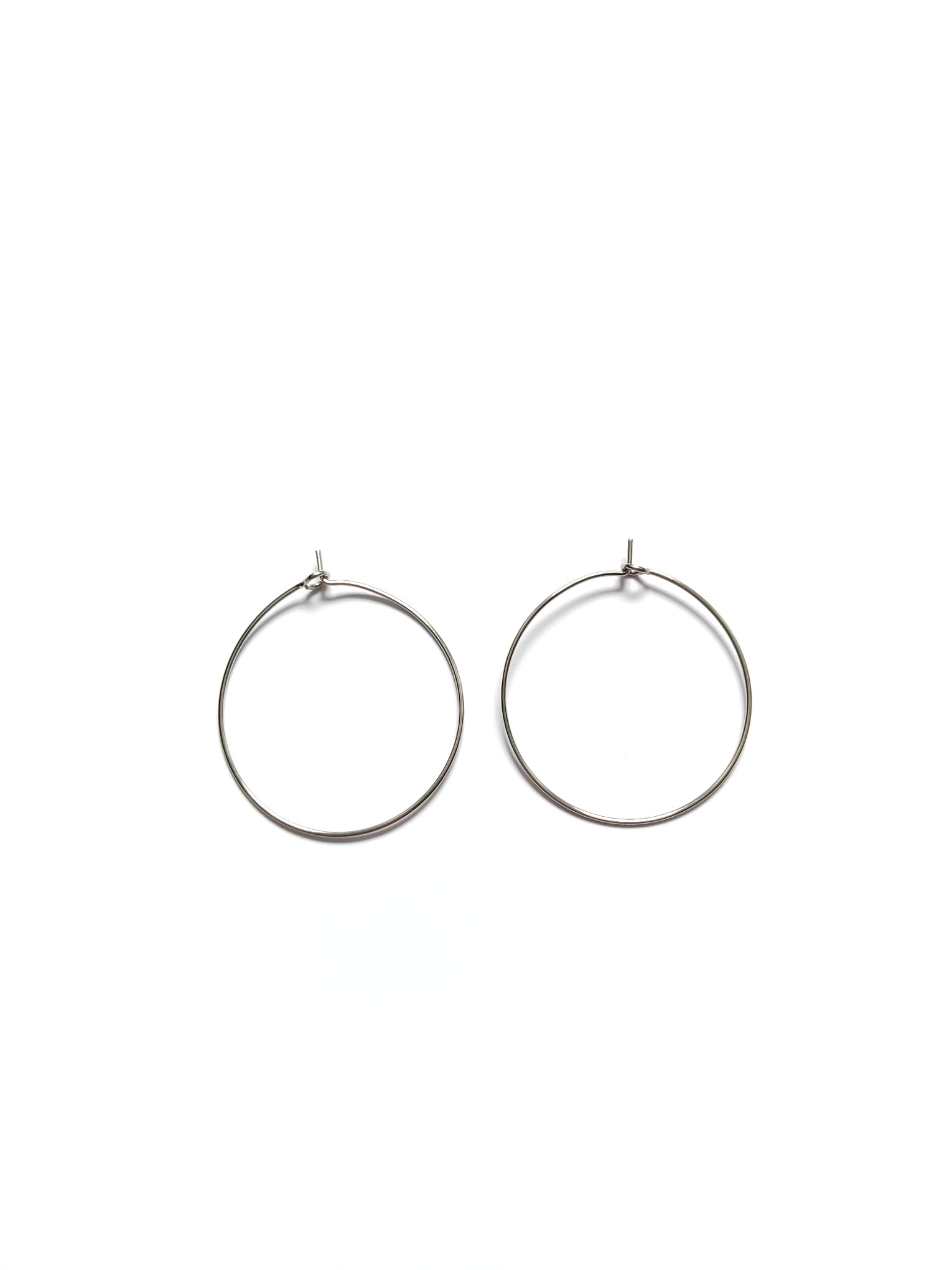 perlesetcreationbijoux - créoles fines à décore en acier inoxydable 316L argenté de 30 mm