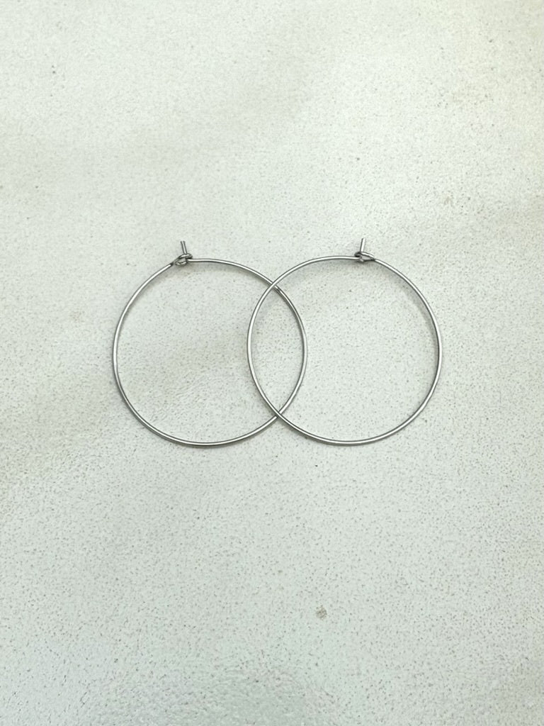 perlesetcreationbijoux - creoles fines à décorer en acier inoxydable 316L argenté 35 mm
