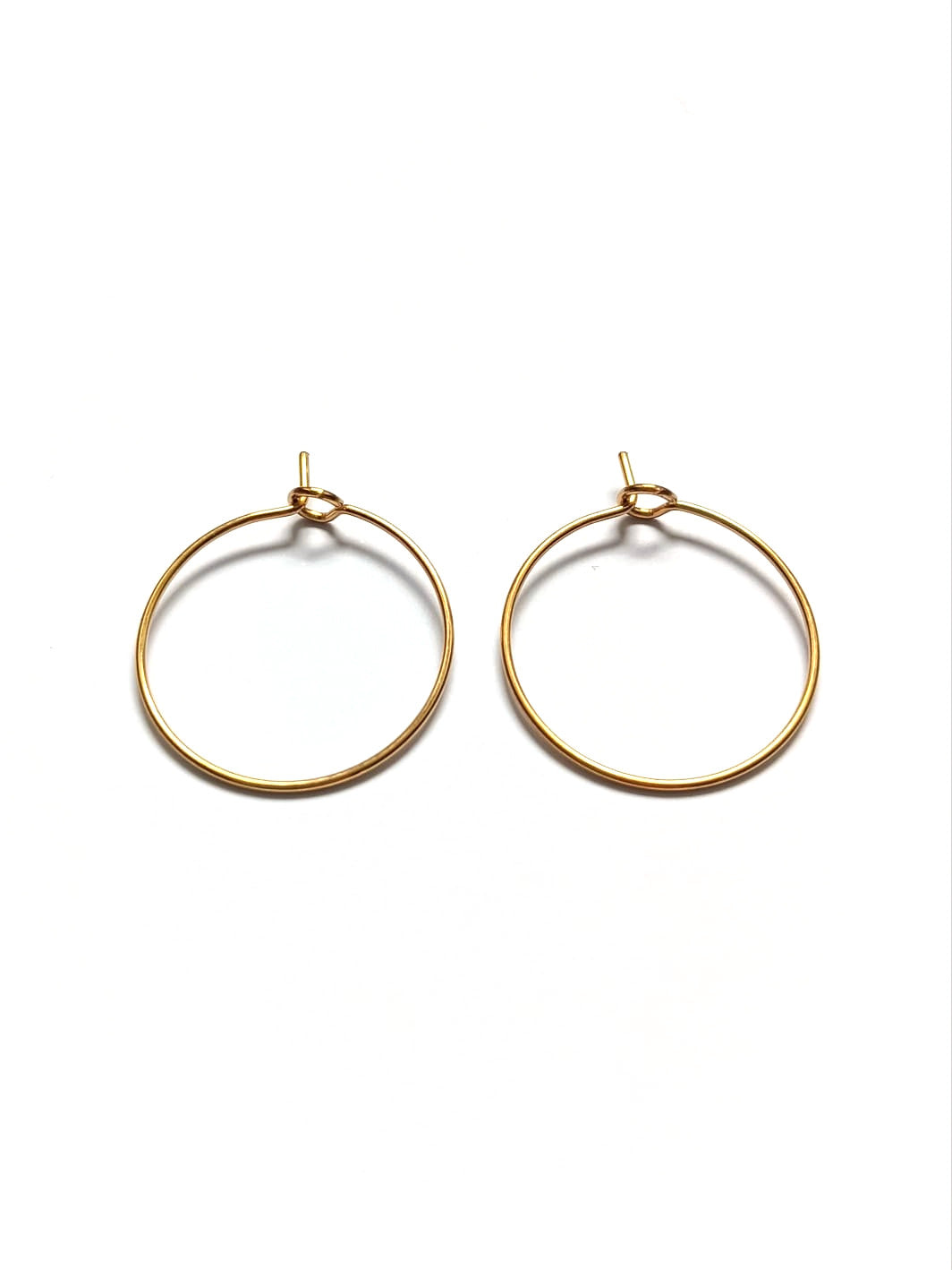 perlesetcreationbijoux - créoles fines à décorer en acier inoxydable 316L doré placage PVD or 18K de 20 mm