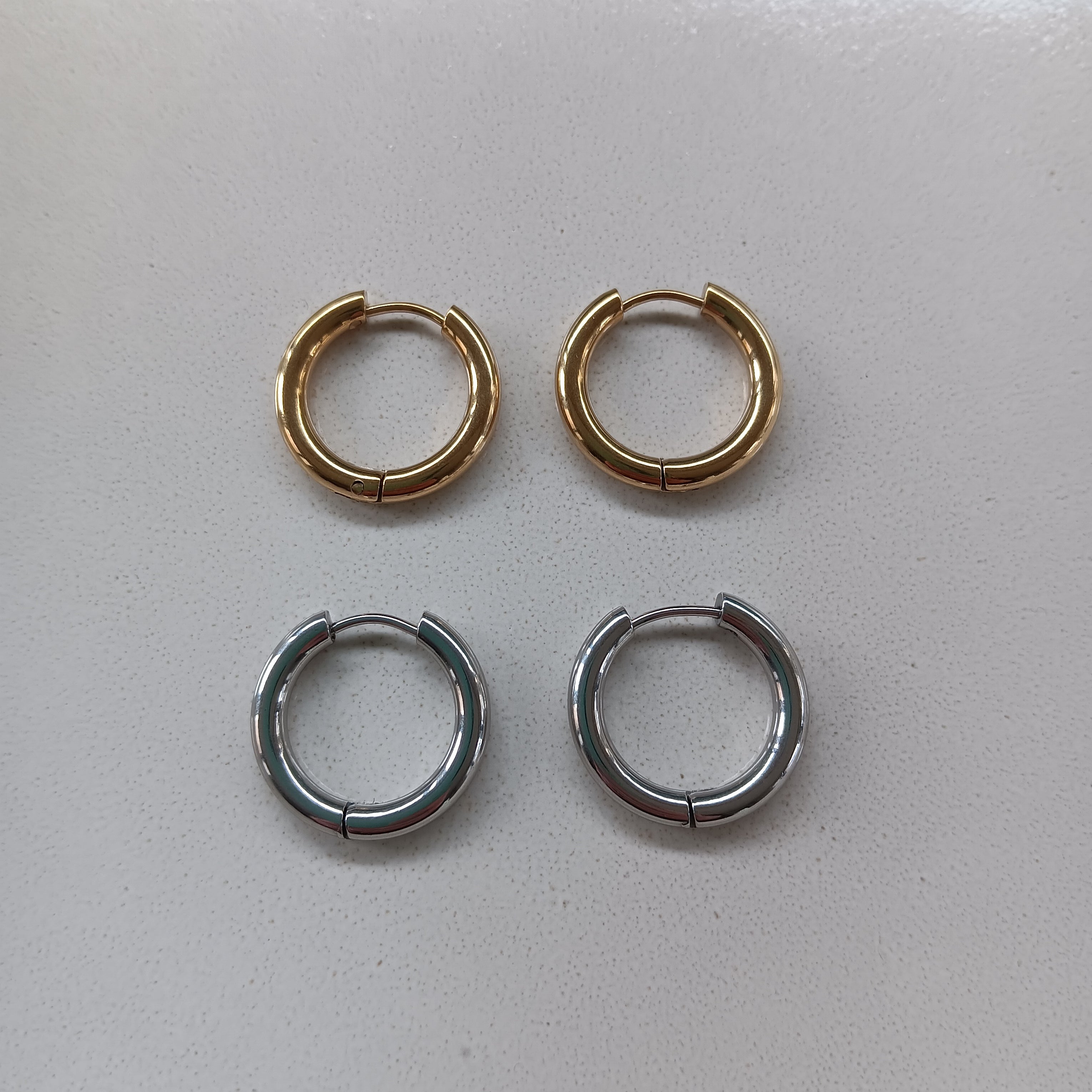 perlesetcreationbijoux - créoles rondes 20 mm acier inoxydable argenté et doré