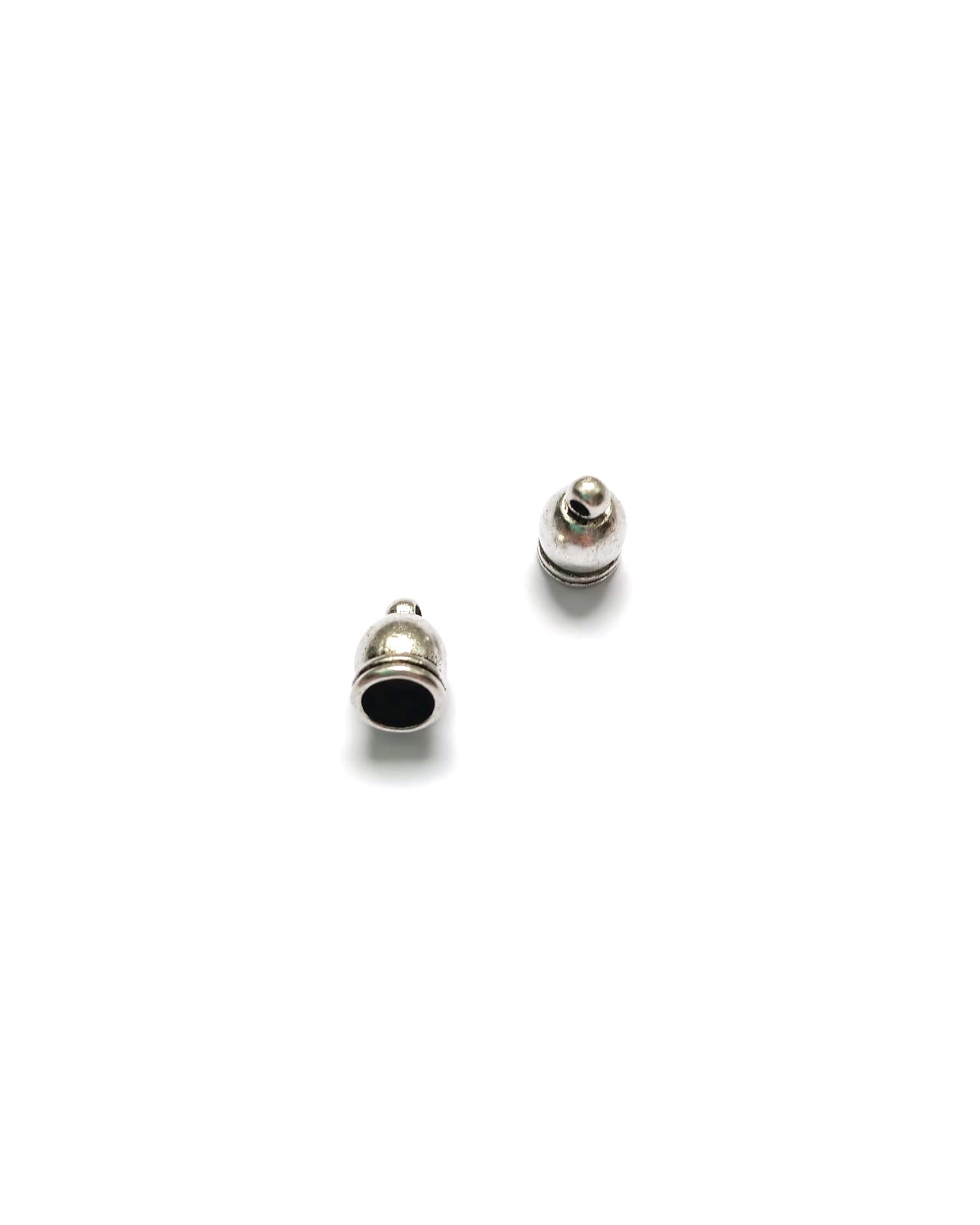 Embout pour cordon à coller en métal argenté - 12x7 mm