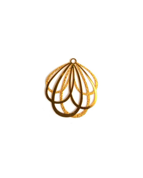 Estampe filigrane boucles en métal - 26x24 mm