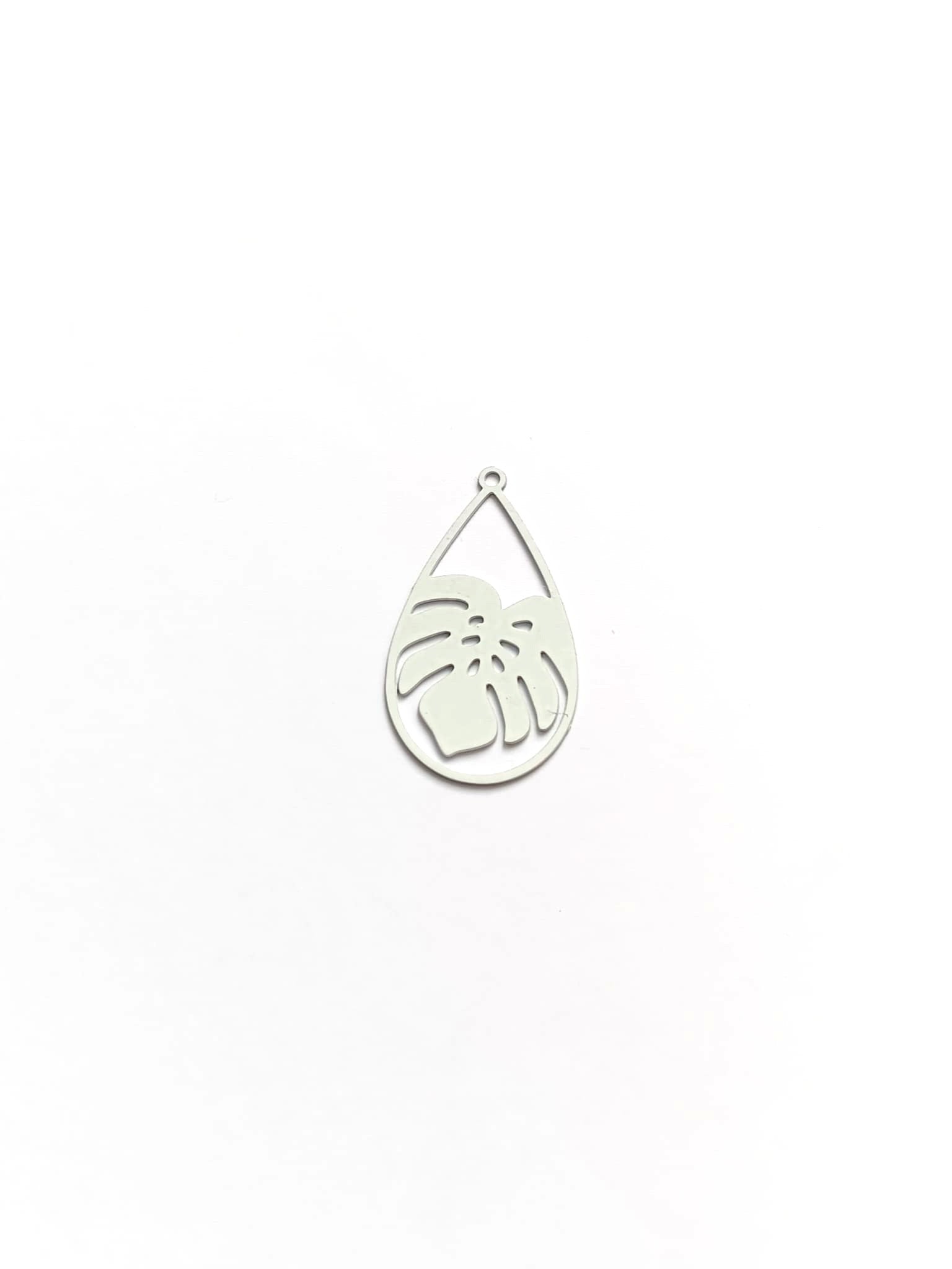 perlesetcreationbijoux-estampe-filigrane-goutte-feuille-monstera-26x15mm-blanc