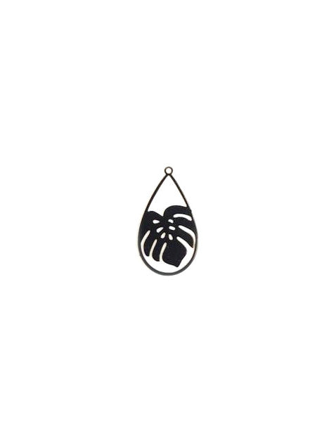 perlesetcreationbijoux-estampe-filigrane-goutte-feuille-monstera-26x15mm-noire