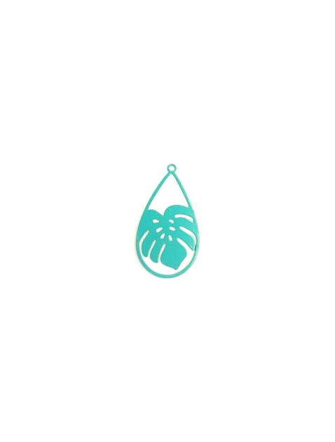 perlesetcreationbijoux-estampe-filigrane-goutte-feuille-monstera-26x15mm-turquoise