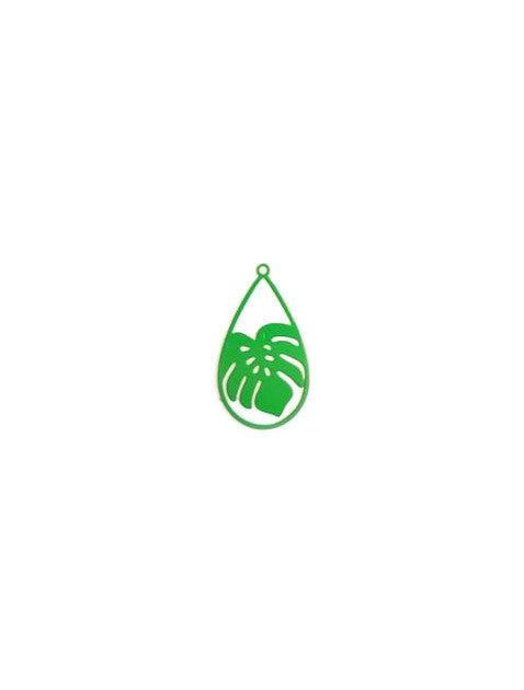 perlesetcreationbijoux-estampe-filigrane-goutte-feuille-monstera-26x15mm-verte