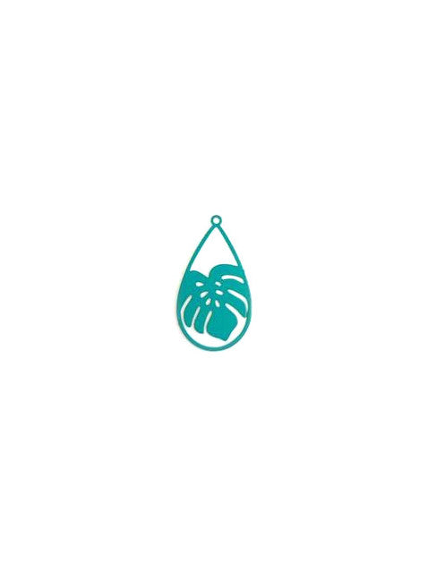 perlesetcreationbijoux-estampe-filigrane-goutte-feuille-monstera-26x15mm-vert-turquoise