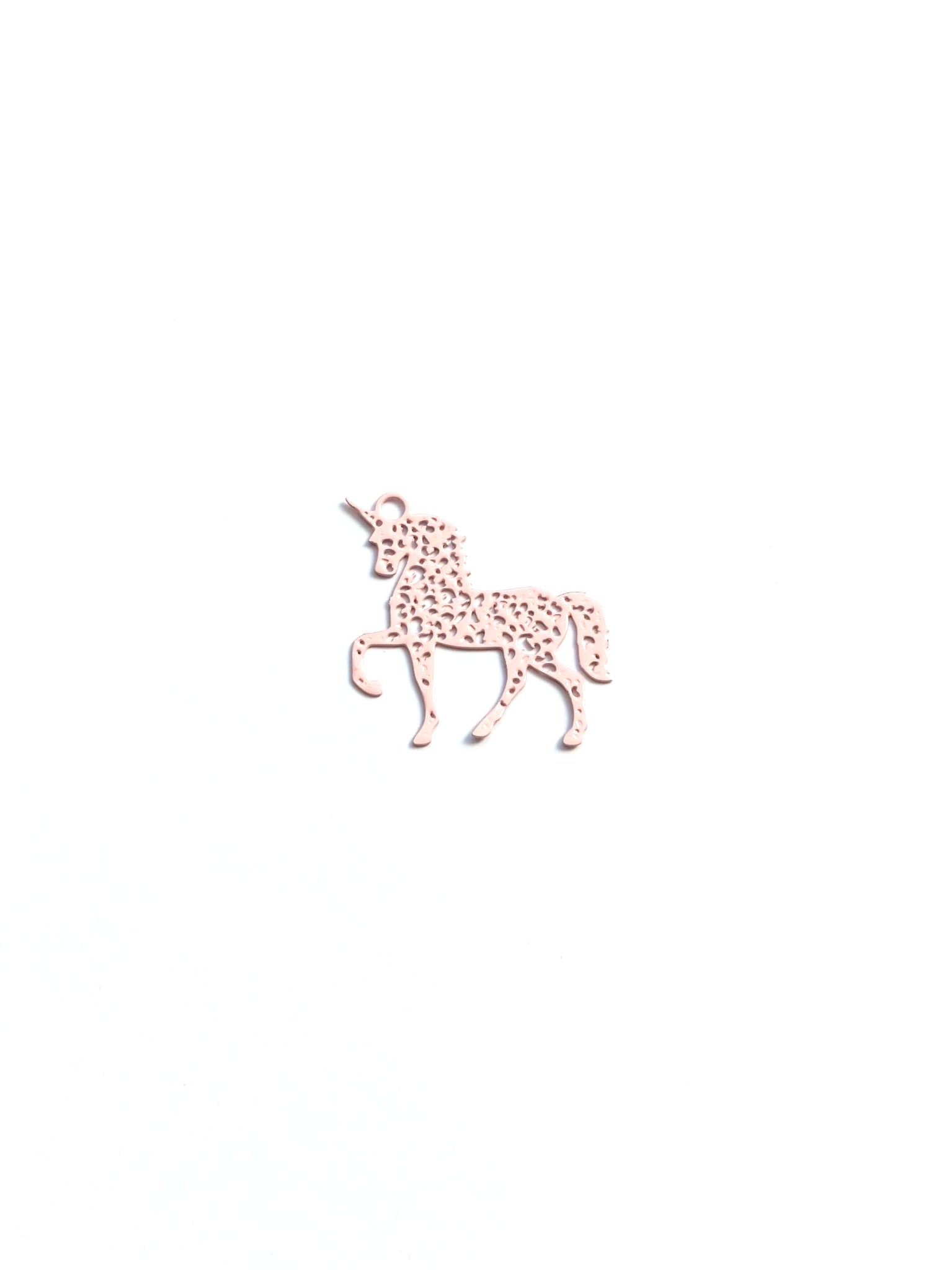 perlesetcreationbijoux - estampe filigrane licorne 21x23 mm rose