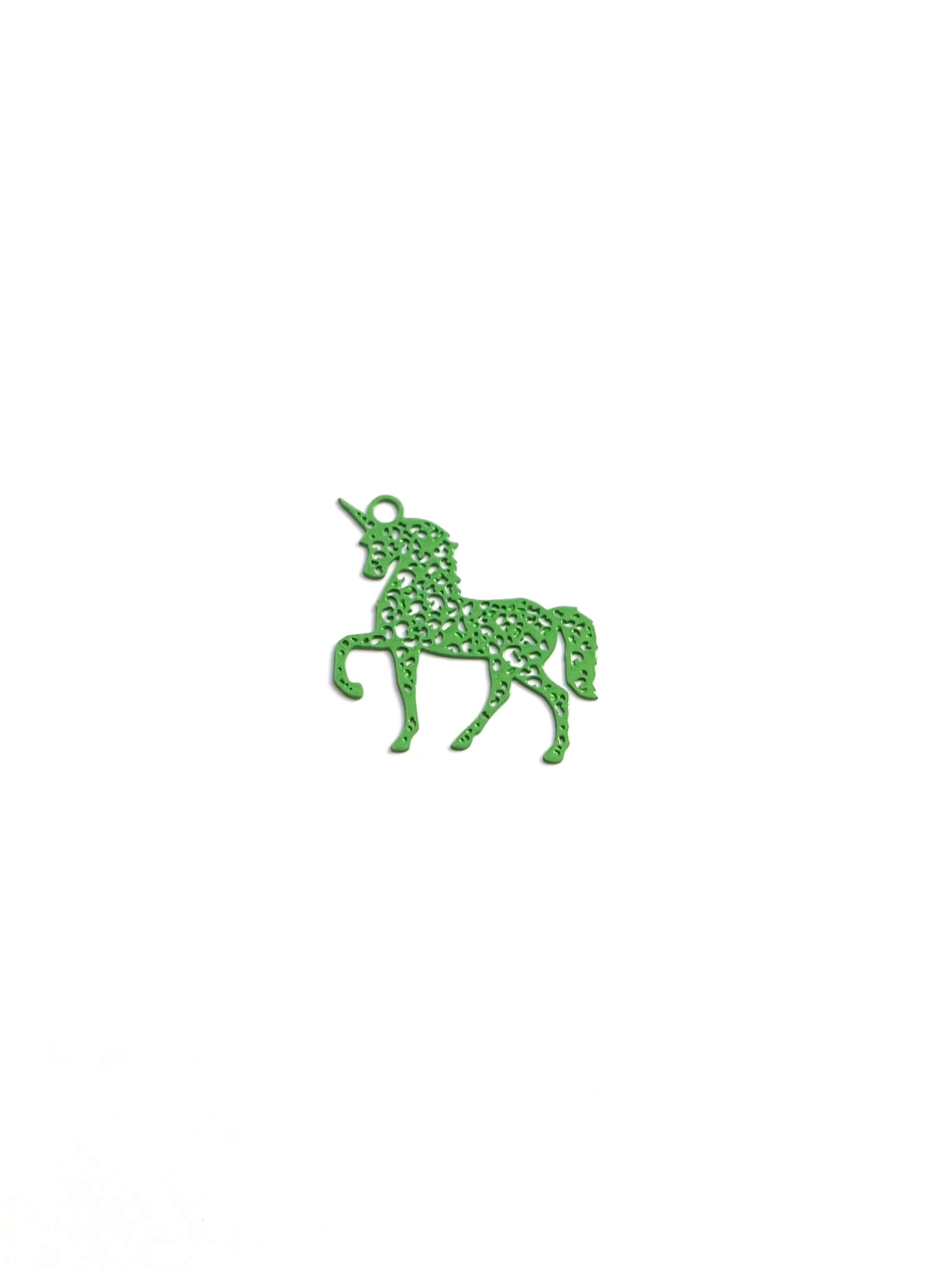 perlesetcreationbijoux - estampe filigrane licorne 21x23 mm verte