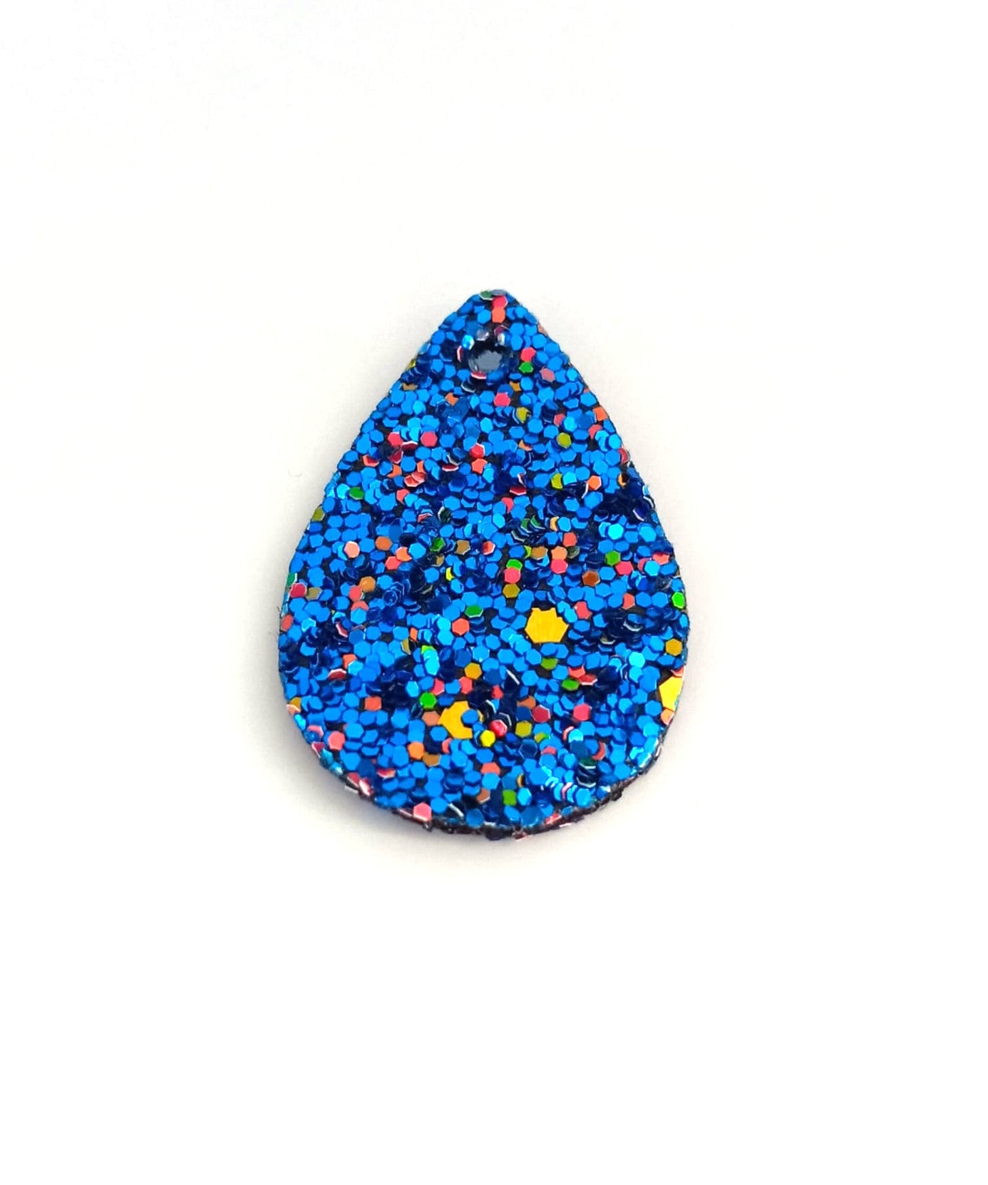 Pendentif goutte pailletée en simili cuir - 39x25 mm