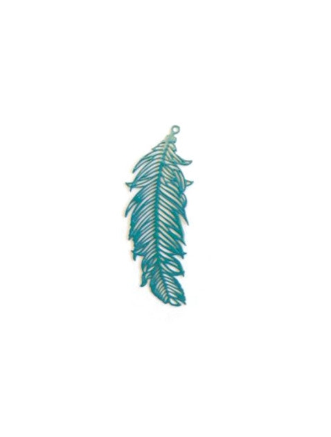 perlesetcreationbijoux-estampe-plume-vert-turquoise