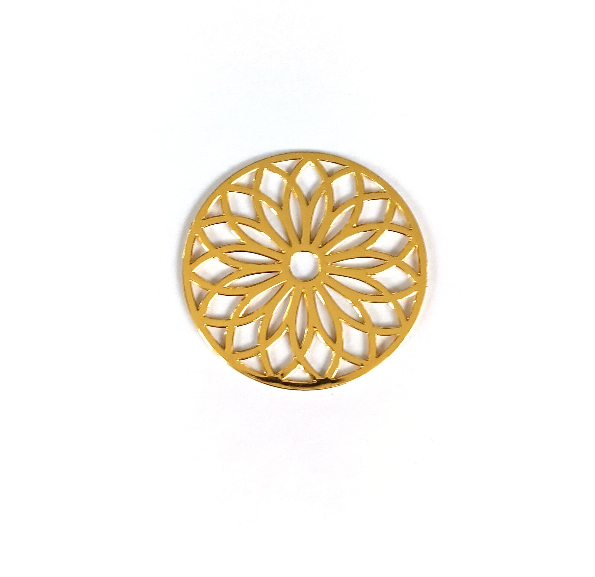 Estampe filigrane ronde motif fleur - 24 mm