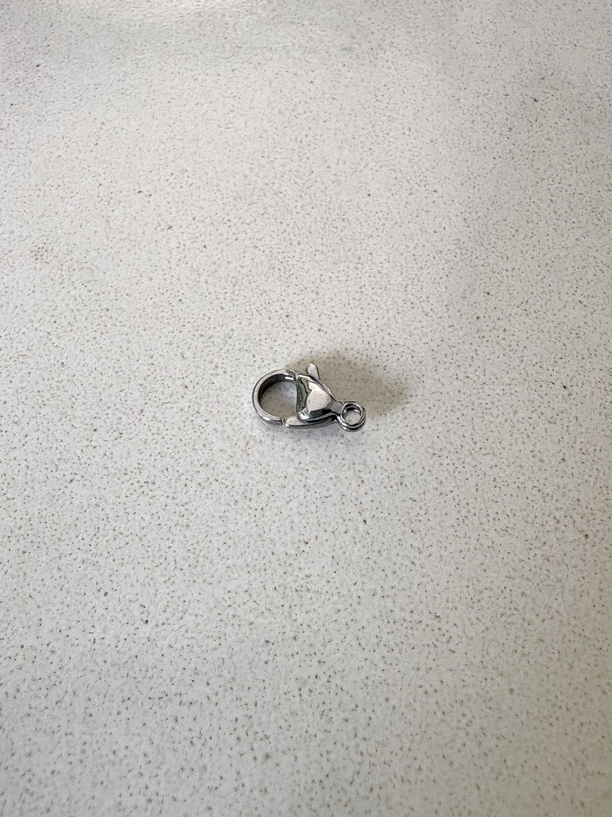 perlesetcreationbijoux - fermoir mousqueton acier inoxydable 304 argenté de 12x7 mm