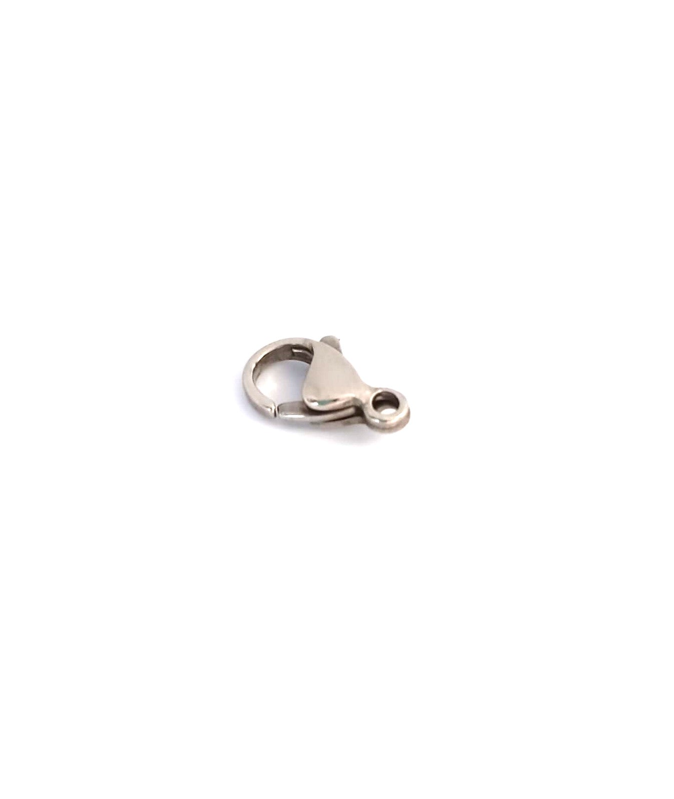 Fermoir mousqueton en acier inoxydable argenté - 13x8 mm