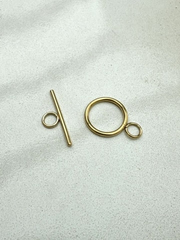 perlesetcreationbijoux - fermoir T en acier inoxydable doré PVD de 20 mm